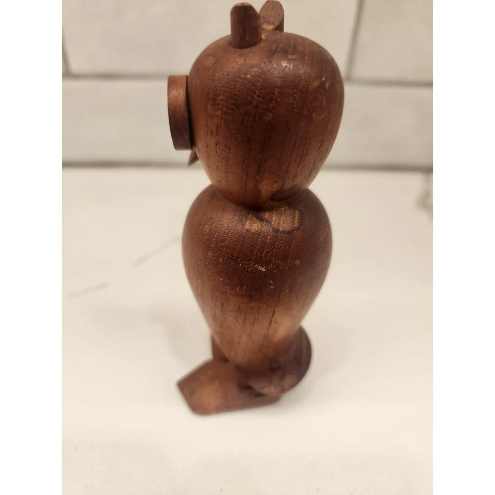 Vintage Laurids Lonborg Wooden Owl Figurine MCM Carved Teak Danish‎ Eames Era 5